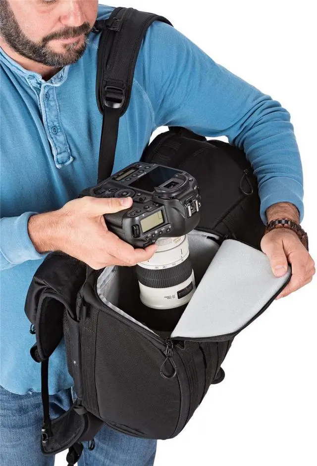Alt view image 5 of 7 - Lowepro ProTactic BP 450 AW II 25L Green Line Camera and Laptop Backpack, Black