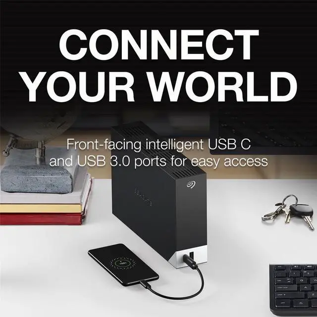 Alt view image 15 of 18 - seagate one touch hub 10tb external hard drive desktop hdd - usb-c and usb 3.0 port, for computer desktop workstation pc laptop mac, 4 months adobe creative cloud photography plan (stlc10000400)