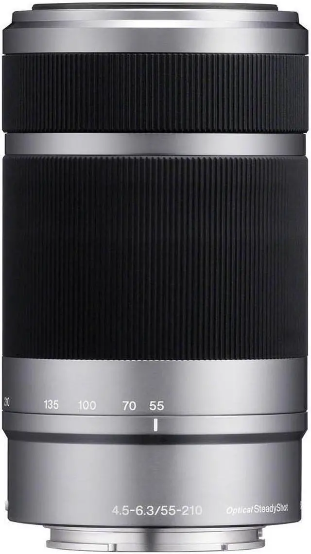Alt view image 2 of 7 - Sony E 55-210mm f/4.5-6.3 OSS E-Mount Lens, Silver/Black - Bundle With 49mm Filter Kit (UV/CPL/ND2) - Soft Lens Case - Lens Wrap (15x15) - Cleaning Kit - Mac Software Package