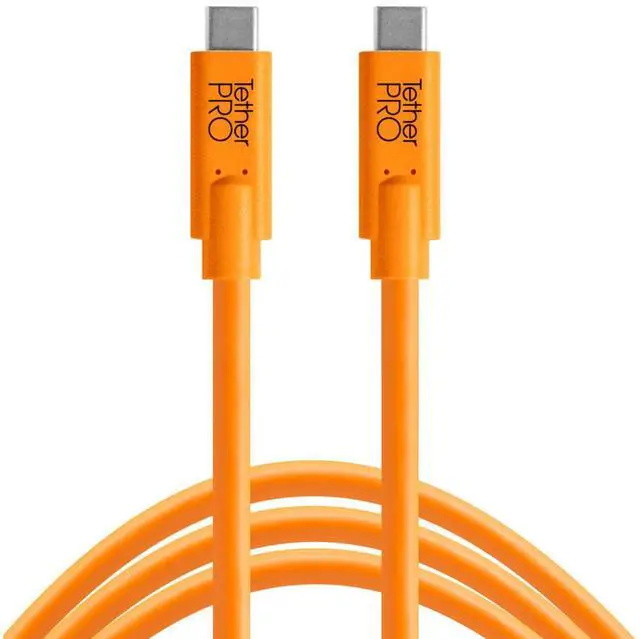 Main image of Tether Tools TetherPro USB-C to USB-C Cable, 15', Orange #CUC15-ORG