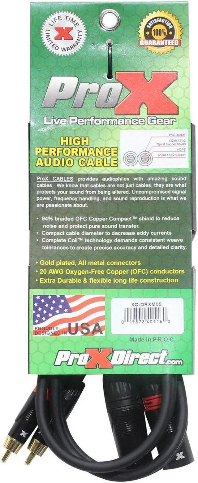 Alt view image 2 of 4 - ProX XC-DRXM05 5' Dual RCA-M to Dual XLR3-M Unbalanced Audio Cable