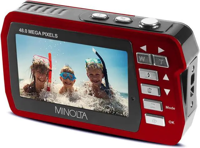 Alt view image 3 of 13 - Minolta MN40WP-R 48.0-Megapixel Waterproof Digital Camera (Red)