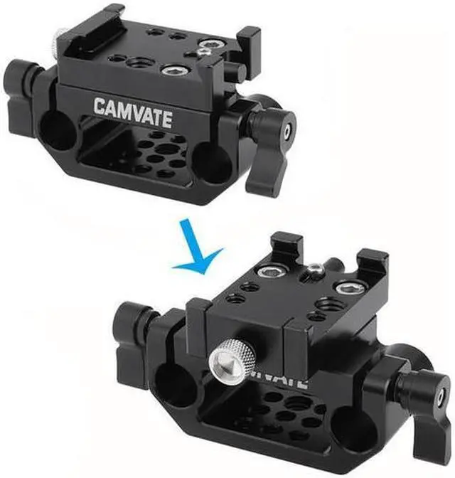 Alt view image 6 of 6 - CAMVATE Manfrotto-Style QR Sliding-in Plate with 15mm Dual Rod Clamp