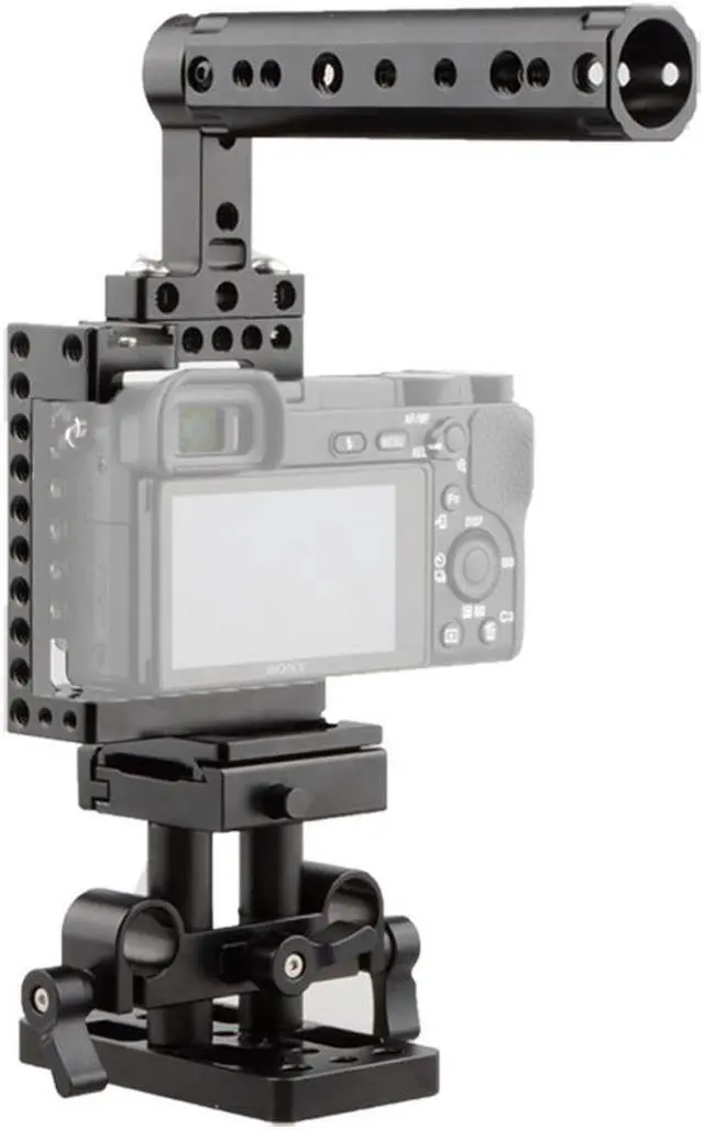 Alt view image 7 of 7 - CAMVATE Camera Cage with Handle and ARCA QR Baseplate for Sony A6500/A6300/A6000
