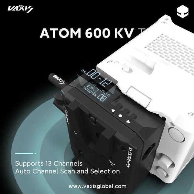 Alt view image 7 of 7 - Vaxis Atom 600 KV Wireless Transmitter/Receiver Kit for RED KOMODO, Black