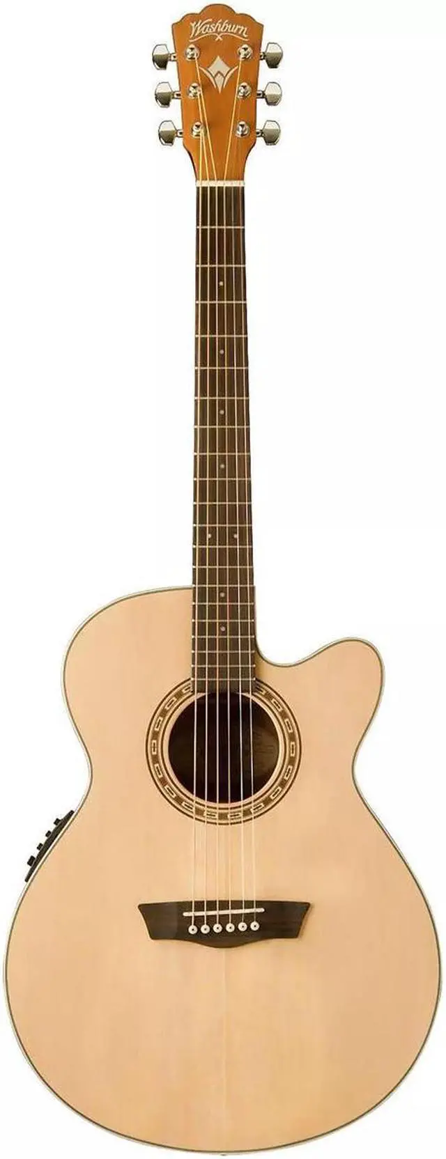 Alt view image 2 of 3 - Washburn Harvest 6 String Acoustic-Electric Guitar, Right, Natural (WG7SCE-A)