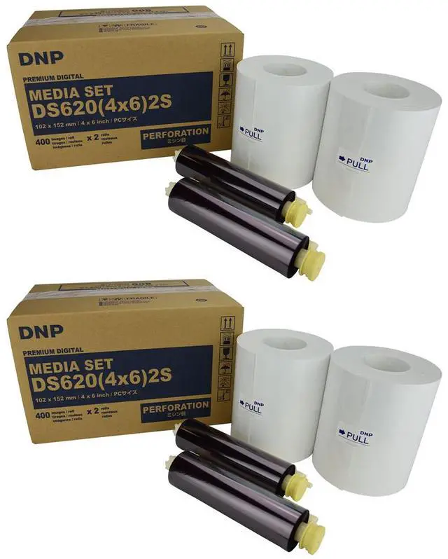 Alt view image 2 of 5 - dnp 2x 4x6" dye sub media for ds620a printer, 400 prints per roll, 2 piece