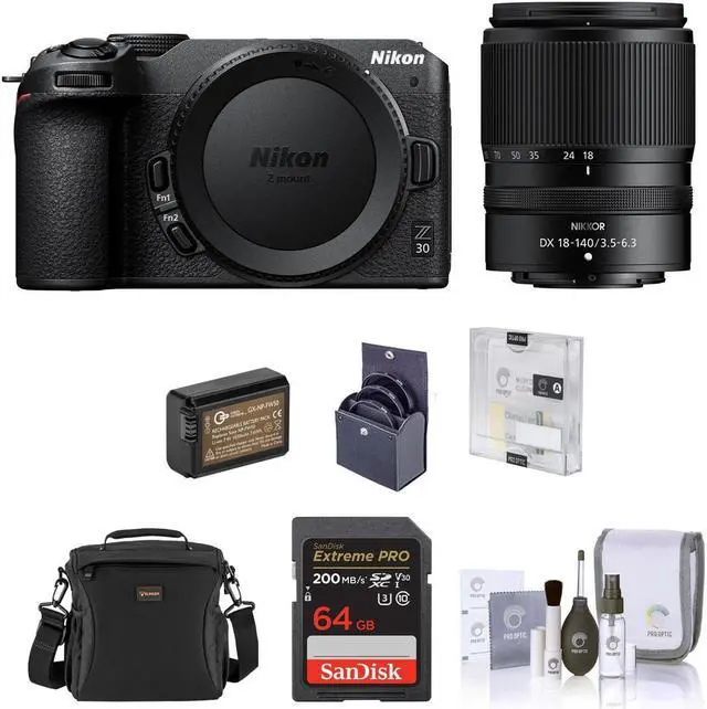 Main image of Nikon Z 30 DX-Format Mirrorless Camera with 18-140mm Lens with Essential Acc Kit