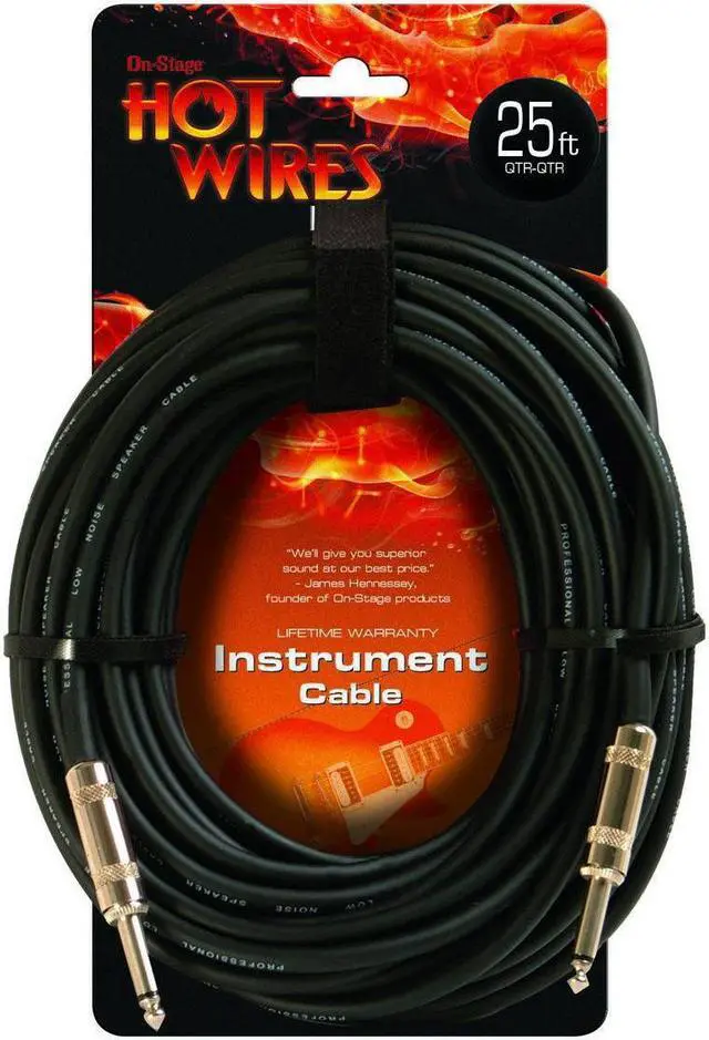 Main image of On-Stage IC-25 25' Instrument Cable with QTR-QTR Connector
