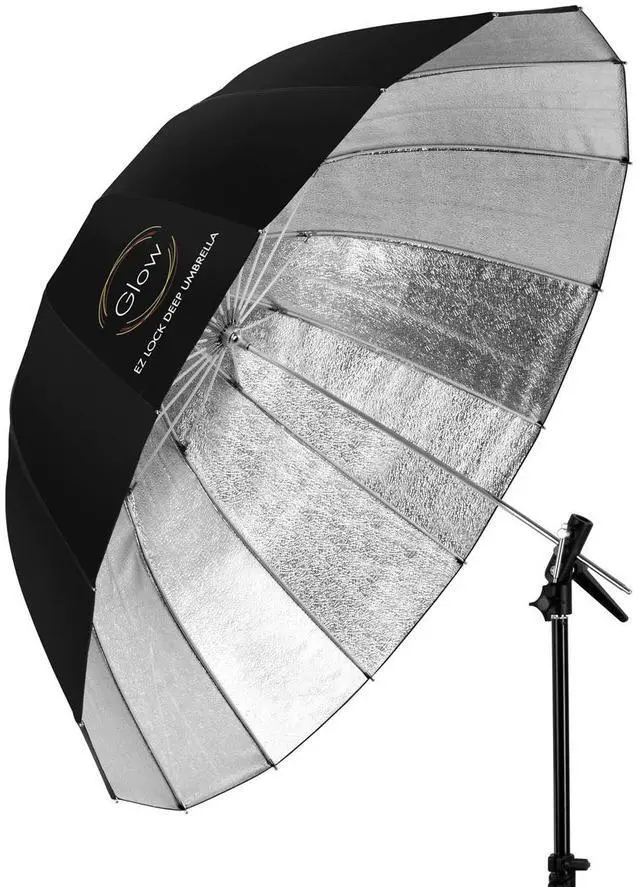 Main image of Glow Easy Lock X-Large Deep Beaded Silver Fiberglass Umbrella (65")
