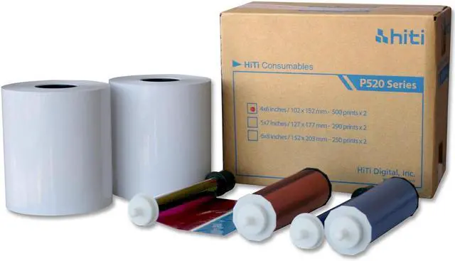 Main image of HiTi 4x6" Media for Photo Printer P520 & P520L, 500 Sheets to a Roll, 2 Rolls in a Box, 152x102mm