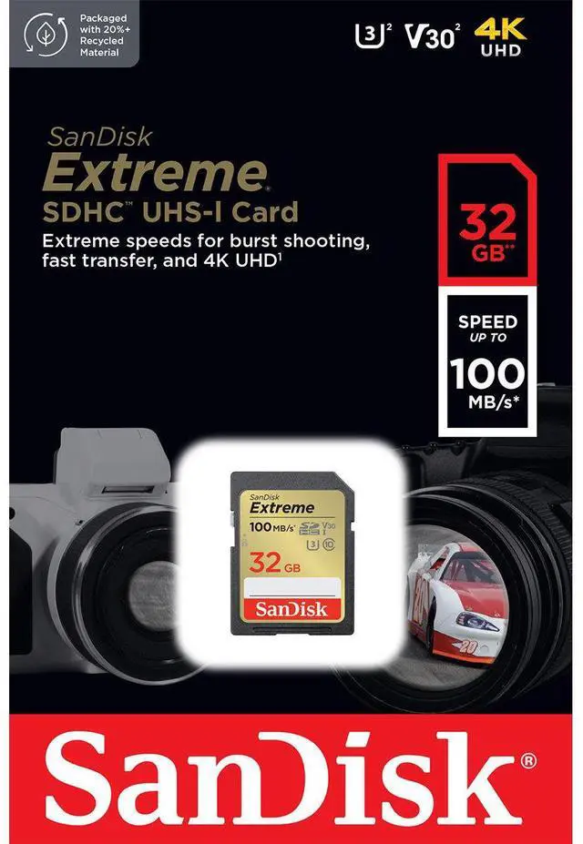 Alt view image 6 of 7 - SanDisk 32GB 32G extreme SDHC 100 MB/s 60 MB/s SDSDXVT-032G-GNCIN Class 10 UHS V30