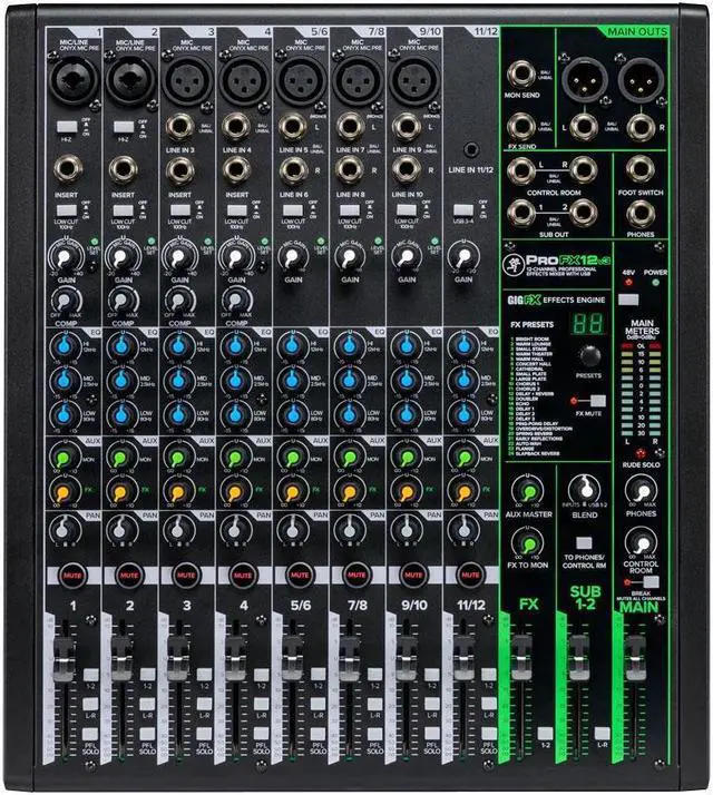 Alt view image 9 of 10 - Mackie ProFX12v3 12 Channel Professional Effects Mixer with USB