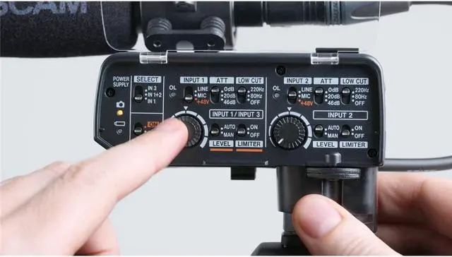 Alt view image 5 of 7 - Tascam CA-XLR2d-AN XLR Microphone Adapter Kit for Analog Cameras