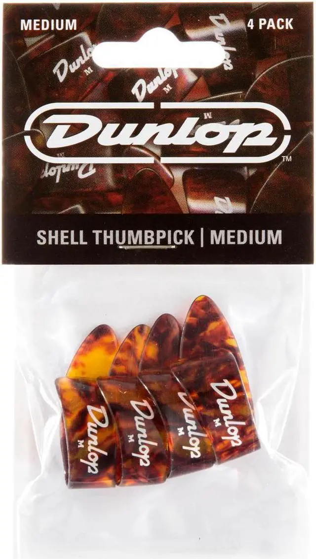 Alt view image 6 of 7 - Dunlop 9022P Medium Brown Shell Thumb Picks, 4 Pack