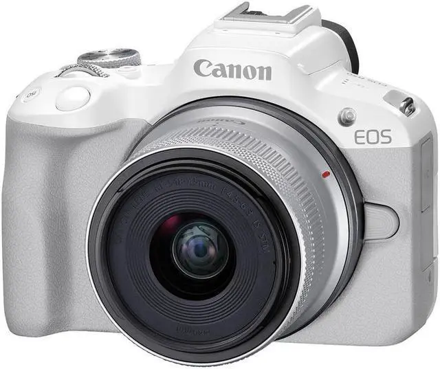Main image of Canon EOS R50 Mirrorless Camera with RF-S 18-45mm f/4.5-6.3 IS STM Lens, White