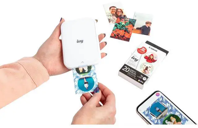 Alt view image 9 of 9 - Canon IVY 2 Mini Photo Printer, Pure White #5452C018