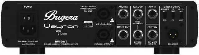 Alt view image 2 of 4 - Bugera Veyron T BV1001T 2000W Ultra-Compact Class-D Bass Amplifier with Tube Preamp, Optical Compressor and DYNAMIZER Technology
