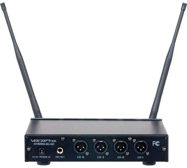 Alt view image 2 of 8 - VocoPro Digital-Quad-B 4-Channel UHF Wireless Headset & Lapel Microphone System with Receiver, 4x Bodypack Transmitters, 4x Headset and 4x Lavalier Mics, 915 to 927.2MHz
