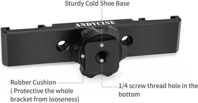 Alt view image 2 of 7 - AndyCine A-DCSM-01 Dual Cold Shoe Mount Extension Plate Bracket with Cold Shoe Base for Microphone/Led Lights