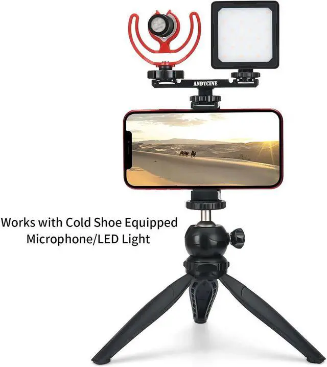 Alt view image 5 of 7 - AndyCine A-DCSM-01 Dual Cold Shoe Mount Extension Plate Bracket with Cold Shoe Base for Microphone/Led Lights