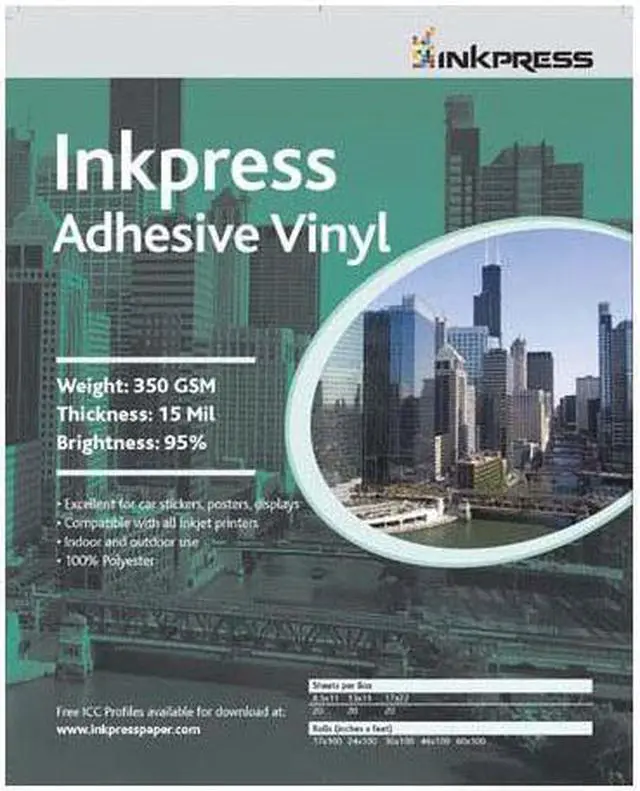Main image of Inkpress AV131920 Adhesive Vinyl Signage Media, 13x19", 20 Sheets