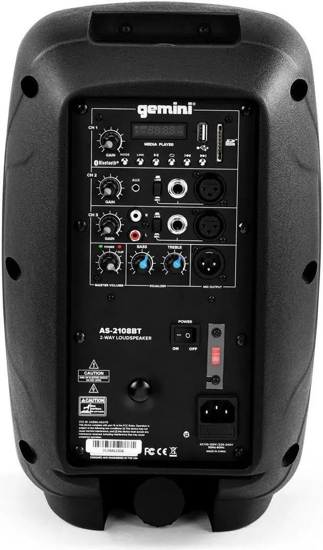 Alt view image 12 of 15 - Gemini Sound AS-2108BT Active 8 Inch Woofer 500W