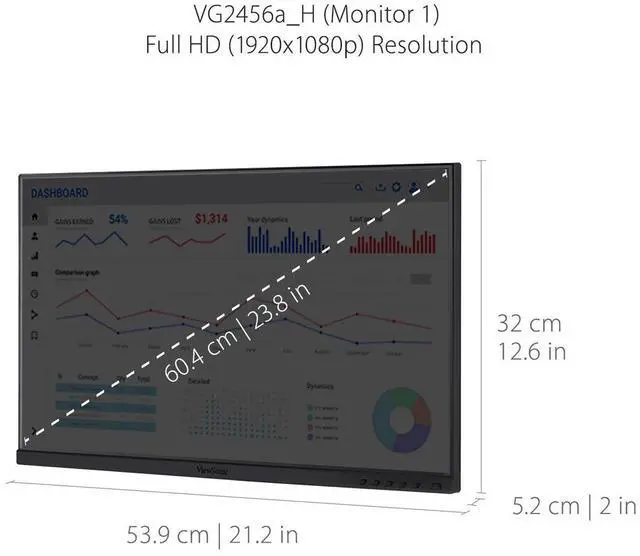 Alt view image 17 of 20 - ViewSonic VG2455_56A_H2 24 Inch Dual Pack Head-Only 1080p IPS Monitors with USB 3.2 Type C with 90W Power Delivery, Docking Built-In, HDMI, VGA for Home and Office