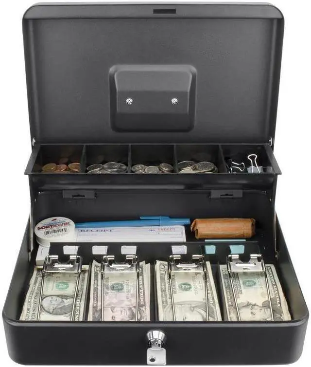 Alt view image 6 of 7 - Barska Optics 12" Register Style Cash Box w/ Key Lock CB13054