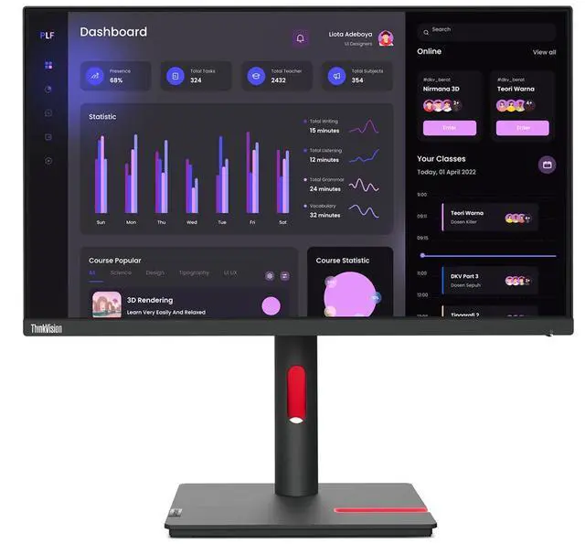 Alt view image 20 of 20 - Lenovo ThinkVision 23.8 inch Monitor - T24i-30