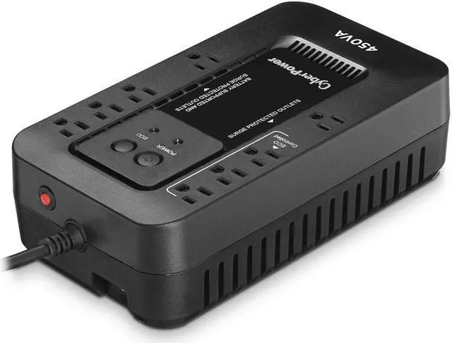 Alt view image 18 of 20 - CYBERPOWER EC450G - UPS - Compact - Standby - Output 120 VAC+/- 5% - 260Watt - 450VA - 10A - USB - Output 8 NEMA 5-15R - Sealed Lead-Acid Battery - Black