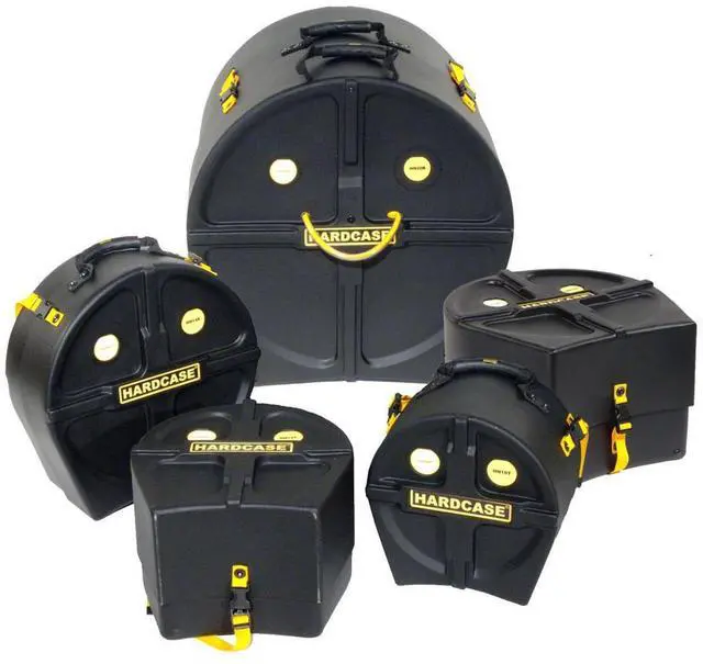 Main image of Hardcase Rock Fusion Pre-Packed Drum Case Set, Includes 14" Snare Drum Case, 10" Toms Drum Case, 12" Toms Drum Case, 16" Floor Toms Drum Case, 22" Bass Drum Case, Black