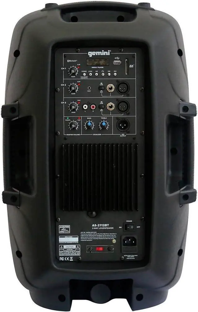 Alt view image 10 of 10 - Gemini AS-2112BT 12" 1,500W Powered Loudspeaker With Bluetooth