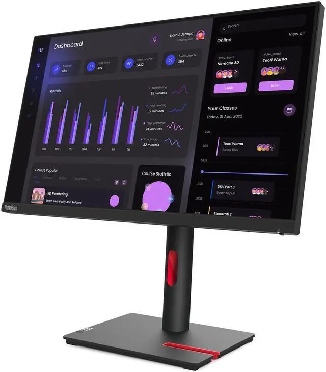 Alt view image 14 of 20 - Lenovo ThinkVision T24i-30 23.8" Full HD LCD Monitor - 16:9 - Raven Black - 24" Class - In-plane Switching (IPS) Technology - 1920 x 1080 - 16.7 Million Colors - 250 Nit - 4 ms - 60 Hz Refre