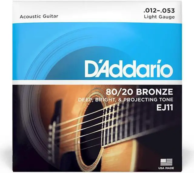 Alt view image 13 of 18 - D'Addario EJ11 80/20 Bronze Acoustic Guitar Strings, Light, 12-53 EJ11 D'ADDARIO