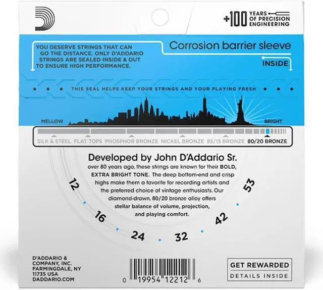 Alt view image 15 of 18 - D'Addario EJ11 80/20 Bronze Acoustic Guitar Strings, Light, 12-53 EJ11 D'ADDARIO