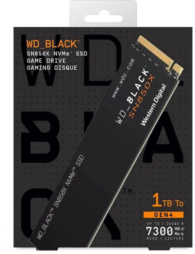 Alt view image 5 of 7 - WD_BLACK SN850X NVMe SSD WDBB9G0010BNC - SSD - 1 TB - internal - M.2 2280 - PCIe 4.0 (NVMe) - black