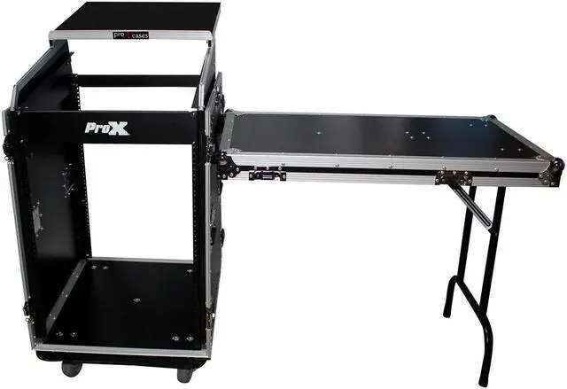 Alt view image 4 of 5 - ProX T-16MRSS13ULT Flight Case with Laptop Shelf and Casters for 16U Rack x 13U Top Mixer DJ Combo