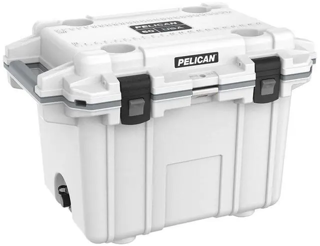 Alt view image 8 of 11 - Pelican Elite Cooler, Cooler, White/Gray, Hard 50Q-1-WHTGRY