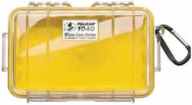 Alt view image 2 of 2 - pelican 1040 yellow micro case with yellow lid and carabiner