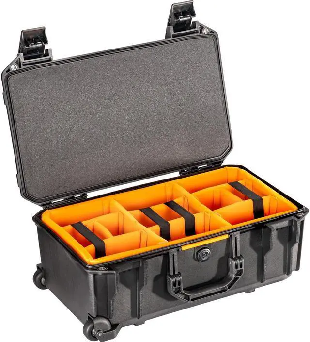 Alt view image 2 of 7 - Pelican V525 Vault Rolling Case with Padded Dividers, Black #VCV525-0040-BLK