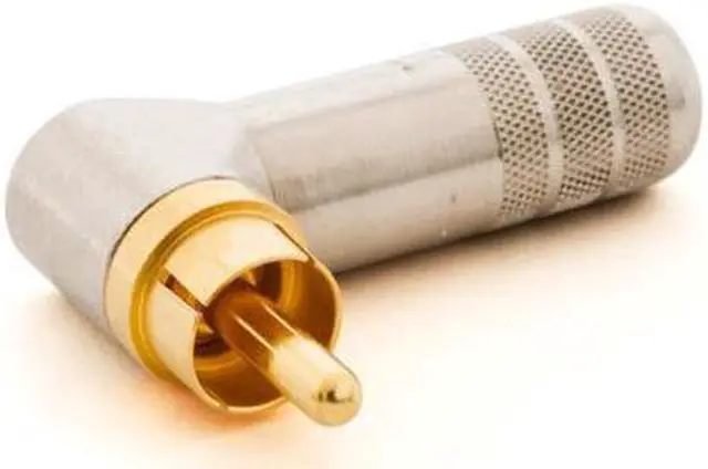 Main image of Switchcraft Right Angle Cable Mount RCA Plug, Gold Pin / Nickel Body #3502RAAU