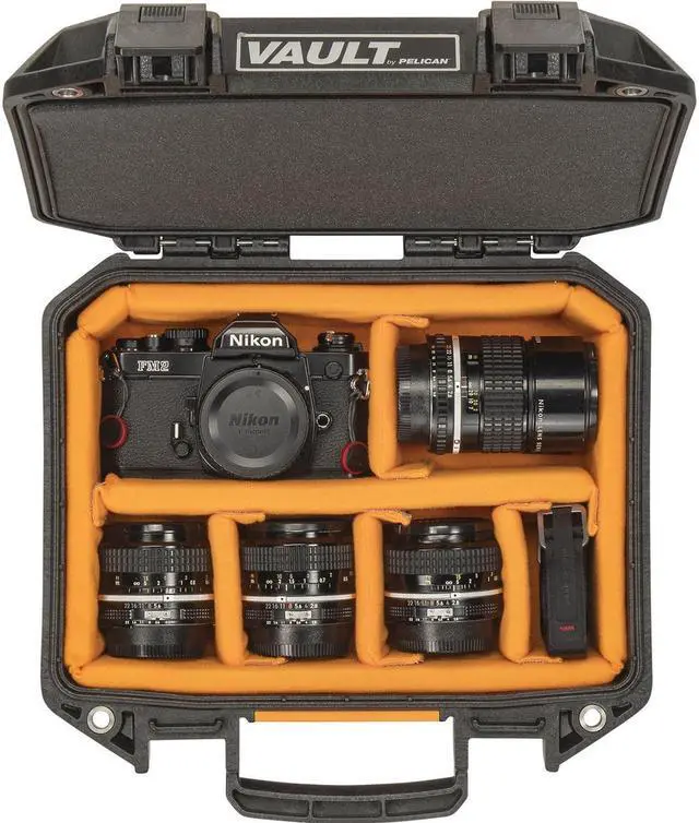 Alt view image 6 of 7 - Pelican Vault V100 Small Case with Lid Foam and Dividers, Black #VCV100-0040-BLK