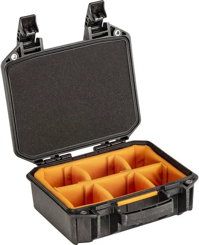 Main image of Pelican Vault V100 Small Case with Lid Foam and Dividers, Black #VCV100-0040-BLK