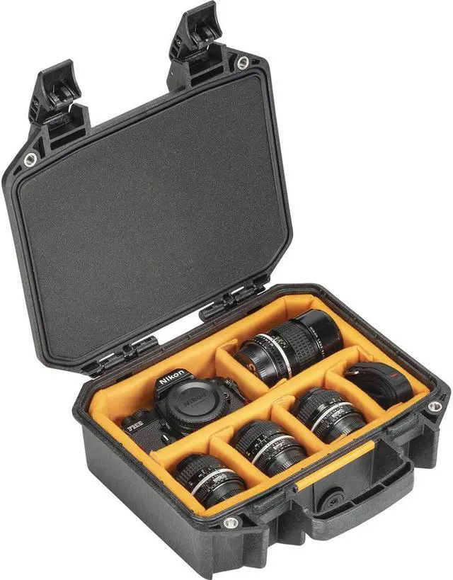 Alt view image 4 of 7 - Pelican Vault V100 Small Case with Lid Foam and Dividers, Black #VCV100-0040-BLK