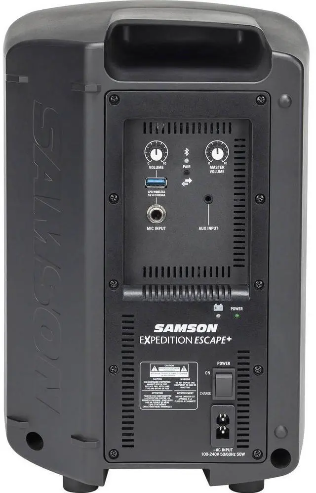 Alt view image 2 of 7 - Samson Expedition Escape+ Rechargeable Bluetooth 2 Way Portable Speaker System, 2-CH Mixer