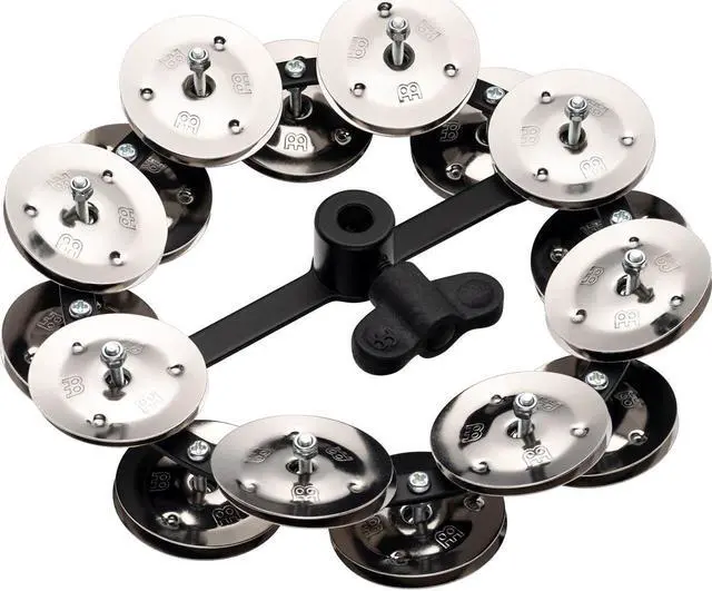 Alt view image 2 of 7 - meinl percussion hthh2bk headliner series hihat tambourine with double row steel jingles 5inch  black