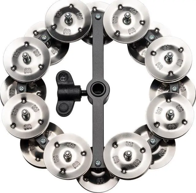 Alt view image 4 of 7 - meinl percussion hthh2bk headliner series hihat tambourine with double row steel jingles 5inch  black