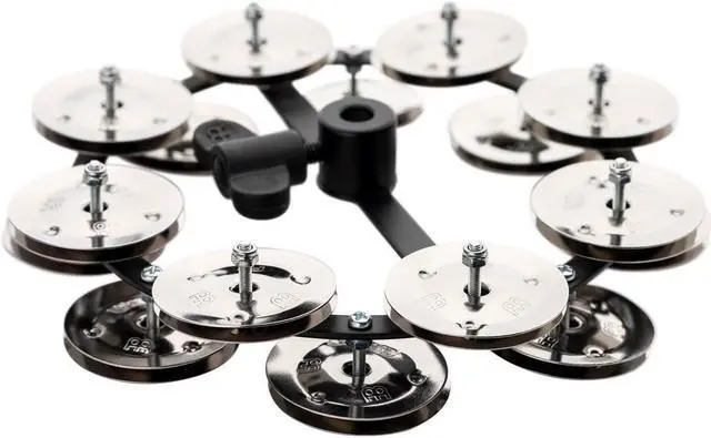 Alt view image 5 of 7 - meinl percussion hthh2bk headliner series hihat tambourine with double row steel jingles 5inch  black