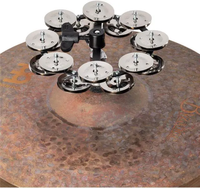 Alt view image 7 of 7 - meinl percussion hthh2bk headliner series hihat tambourine with double row steel jingles 5inch  black